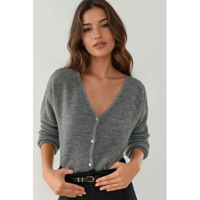 Hiccup Ultrasofter V-Ausschnitt cardigan mit Knöpfen in Doppelverwendung Holzkohle M Hiccup Ultrasofter V-Ausschnitt cardigan mit Knöpfen in Doppelverwendung Holzkohle M