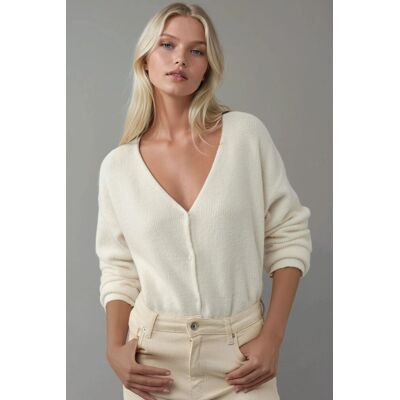 Hiccup Ultraweicher V-Ausschnitt-Knopf-Kardigan für doppelten Gebrauch Beige M Hiccup Ultraweicher V-Ausschnitt-Knopf-Kardigan für doppelten Gebrauch Beige M