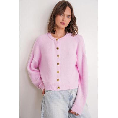 Mixray Geknöpfte gerippte Strickjacke Hell-Pink S/M Mixray Geknöpfte gerippte Strickjacke Hell-Pink S/M