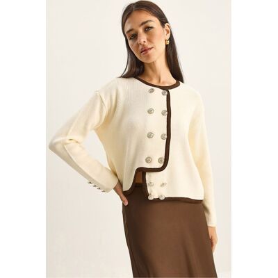 Bianco Lucci Rippstrick Knopf-Cardigan Creme S/M Bianco Lucci Rippstrick Knopf-Cardigan Creme S/M