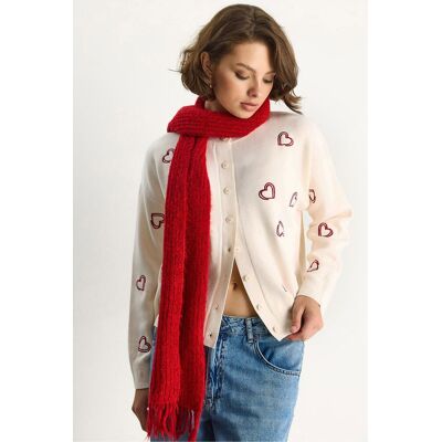 Bianco Lucci Langer Strickcardigan mit Knopfkragen Creme S/M Bianco Lucci Langer Strickcardigan mit Knopfkragen Creme S/M