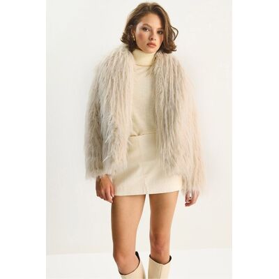 Bianco Lucci Faux-Fur-Jacke Creme M Bianco Lucci Faux-Fur-Jacke Creme M