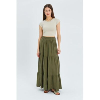 Mixray Maxi-Baumwollrock Khaki L Mixray Maxi-Baumwollrock Khaki L