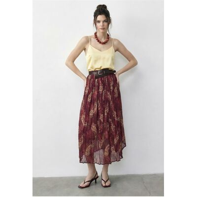 Bianco Lucci Hochtaillierter Paisley Maxi-Rock mit Gürtel Lila M Bianco Lucci Hochtaillierter Paisley Maxi-Rock mit Gürtel Lila M
