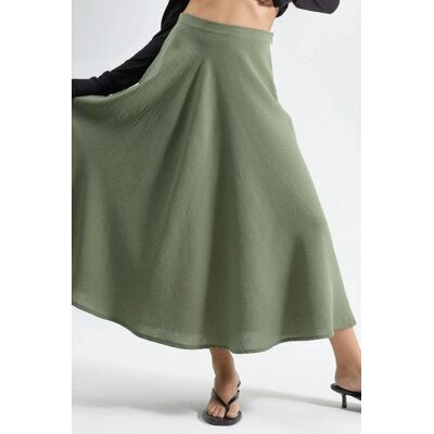 Busem Hochtaillierter, strukturierten A-Linien-Maxikleid Khaki S Busem Hochtaillierter, strukturierten A-Linien-Maxikleid Khaki S