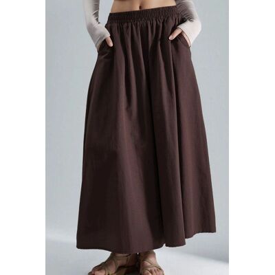 Busem Maxi-Rock mit elastischem Bund und Taschen Dunkelbraun M Busem Maxi-Rock mit elastischem Bund und Taschen Dunkelbraun M