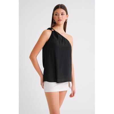 Mixray Asymmetrisches Kragen-Accessoire Detailliertes Oberteil Schwarz S Mixray Asymmetrisches Kragen-Accessoire Detailliertes Oberteil Schwarz S