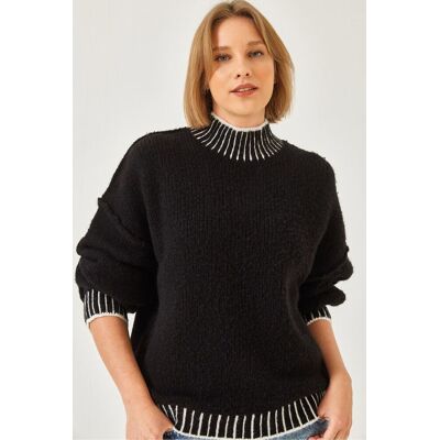 Bianco Lucci Musterierter Rollkragenpullover im lockeren Schnitt Mehrfarben S/M Bianco Lucci Musterierter Rollkragenpullover im lockeren Schnitt Mehrfarben S/M