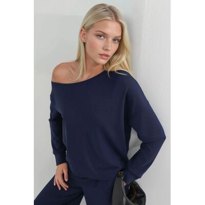 Busem Asymmetrischer Kragen Relaxed Fit Sweatshirt Marine M Busem Asymmetrischer Kragen Relaxed Fit Sweatshirt Marine M