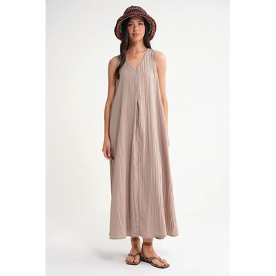 Mixray V-Ausschnitt Maxikleid Braun L Mixray V-Ausschnitt Maxikleid Braun L