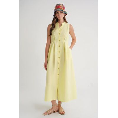 Mixray Knapper-Tippet-Kragen Maxikleid Gelb M Mixray Knapper-Tippet-Kragen Maxikleid Gelb M