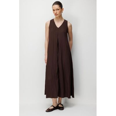 Mixray V-Ausschnitt Maxikleid Braun L Mixray V-Ausschnitt Maxikleid Braun L