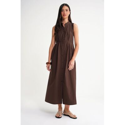 Mixray Buttoned Tippet-Kragen Maxikleid Braun M Mixray Buttoned Tippet-Kragen Maxikleid Braun M