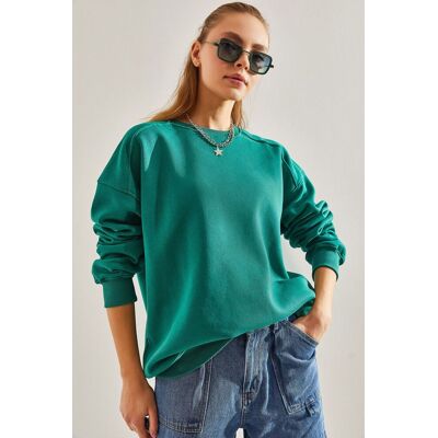 Bianco Lucci Übergrößen Rundhals Strickpullover Grün M Bianco Lucci Übergrößen Rundhals Strickpullover Grün M