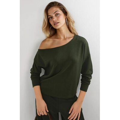 Busem Asymmetrischer Kragen Relaxed Fit Sweatshirt Grün M Busem Asymmetrischer Kragen Relaxed Fit Sweatshirt Grün M