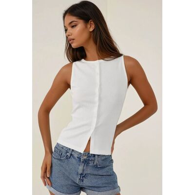 Hiccup Fitted Pullover mit Knopf details Weiß L Hiccup Fitted Pullover mit Knopf details Weiß L