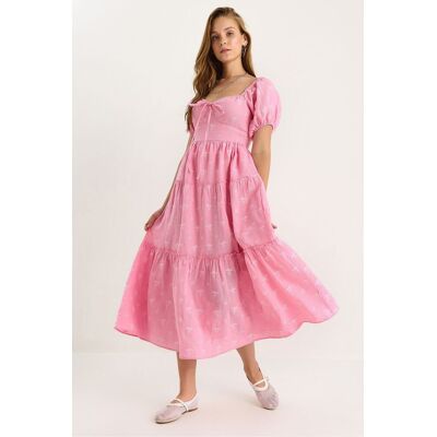 Bianco Lucci Gesticktes Herzkragen-Maxikleid Rosa M Bianco Lucci Gesticktes Herzkragen-Maxikleid Rosa M