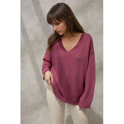 Hiccup Dicker Strick-V-Ausschnitt-Pullover Lila S Hiccup Dicker Strick-V-Ausschnitt-Pullover Lila S