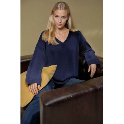 Hiccup Dicker Strick-V-Ausschnitt-Pullover Marine S Hiccup Dicker Strick-V-Ausschnitt-Pullover Marine S