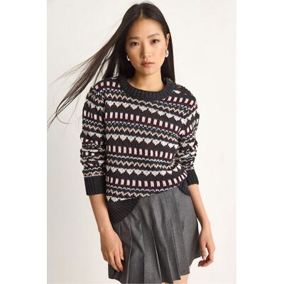 Bianco Lucci Pulli mit ethnischem Muster Holzkohle S/M Bianco Lucci Pulli mit ethnischem Muster Holzkohle S/M