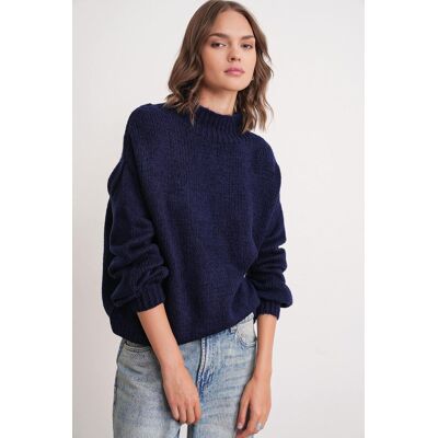 Mixray Lockerer Passform Rundhals Dickstrickpullover Marine S/M Mixray Lockerer Passform Rundhals Dickstrickpullover Marine S/M