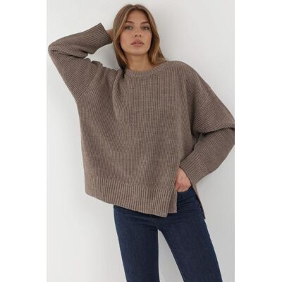 Hiccup Strukturierter Rundhalsausschnitt Strickpullover Bräunen S Hiccup Strukturierter Rundhalsausschnitt Strickpullover Bräunen S