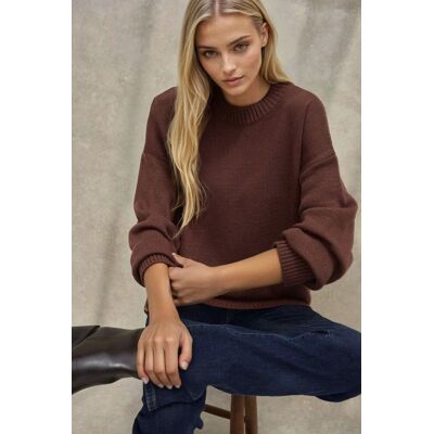Hiccup Dicker Strickpullover mit Rundhalsausschnitt Braun M Hiccup Dicker Strickpullover mit Rundhalsausschnitt Braun M