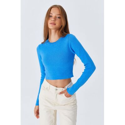 Mixray Langarm Basic Crop Stricktop Himmelblau S/M Mixray Langarm Basic Crop Stricktop Himmelblau S/M