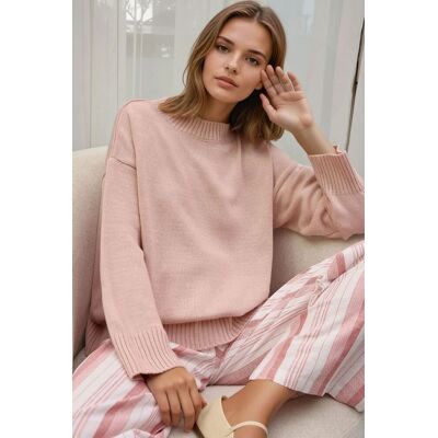 Hiccup Rundhals Gemütlicher Pullover Rosa M Hiccup Rundhals Gemütlicher Pullover Rosa M