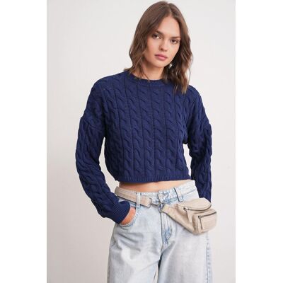 Mixray Punto-Muster Rundhalspullover Marine S/M Mixray Punto-Muster Rundhalspullover Marine S/M