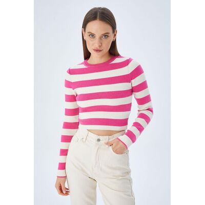 Mixray Gestreifter Strickpullover Rosa S/M Mixray Gestreifter Strickpullover Rosa S/M