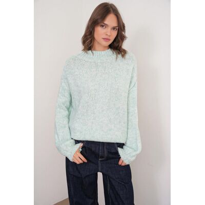 Mixray Lässiger Schnitt Rundhals Dickstrickpullover Minze S/M Mixray Lässiger Schnitt Rundhals Dickstrickpullover Minze S/M