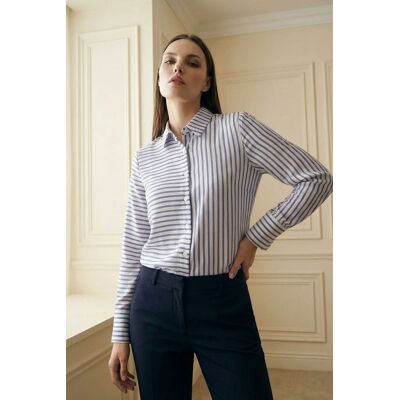 MyFashion Gestreiftes Hemd mit Knöpfen Lila L MyFashion Gestreiftes Hemd mit Knöpfen Lila L