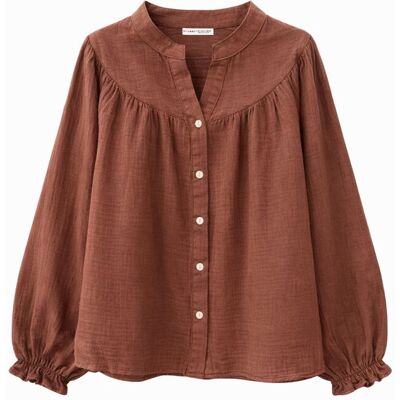 Mixray Musselin Baumwollhemd Braun S Mixray Musselin Baumwollhemd Braun S