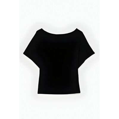 Hiccup Lässiges Bootsausschnitt T-Shirt Schwarz S Hiccup Lässiges Bootsausschnitt T-Shirt Schwarz S