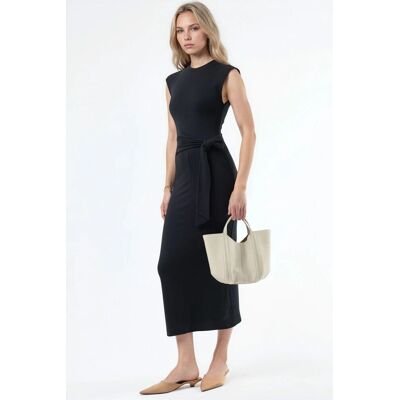 Busem Midi-Kleid mit Bindungsdetails Schwarz M Busem Midi-Kleid mit Bindungsdetails Schwarz M