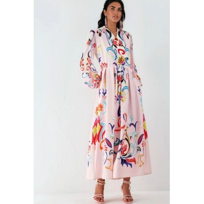 MSN Collection Blumenmuster Maxi A-Linien Kleid Weiß M MSN Collection Blumenmuster Maxi A-Linien Kleid Weiß M