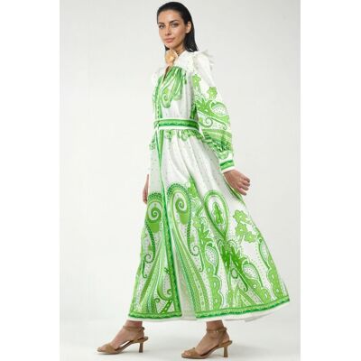 MSN Collection V-Ausschnitt Paisley Maxikleid mit Schlitz Mehrfarben L MSN Collection V-Ausschnitt Paisley Maxikleid mit Schlitz Mehrfarben L