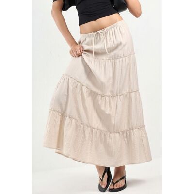 Busem Hochtaillierter Texturierter A-Linien Maxi-Rock Beige M Busem Hochtaillierter Texturierter A-Linien Maxi-Rock Beige M