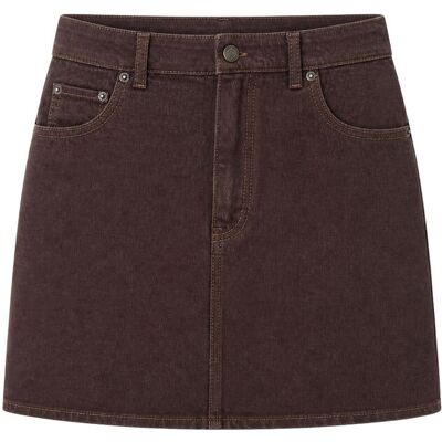 Mixray Hoch geschnittenem A-Linien-Denim-Minirock mit Knopfverschluss Braun M Mixray Hoch geschnittenem A-Linien-Denim-Minirock mit Knopfverschluss Braun M
