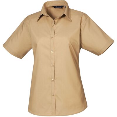 Premier Popeline-Kurzarmbluse für Damen/Damen (Khaki) Khaki 2XS Premier Popeline-Kurzarmbluse für Damen/Damen (Khaki) Khaki 2XS