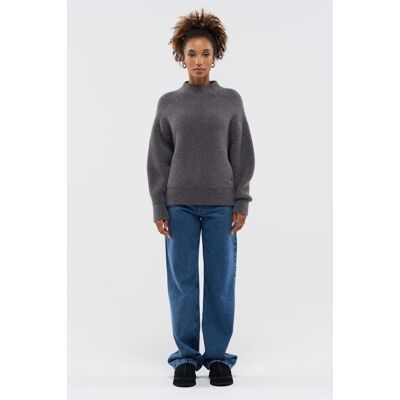 BENU Grauer Damen Alpaka Wollpullover Grau M/L BENU Grauer Damen Alpaka Wollpullover Grau M/L