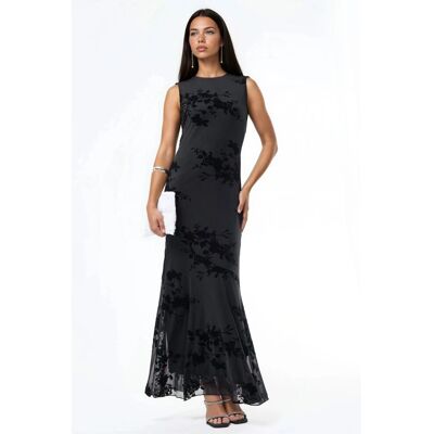 Hiccup Blumen-Flush-Print-Tüll-Maxikleid Schwarz M Hiccup Blumen-Flush-Print-Tüll-Maxikleid Schwarz M