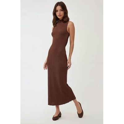 Hiccup Strukturierter Halsband Bodycon Maxikleid Braun M Hiccup Strukturierter Halsband Bodycon Maxikleid Braun M