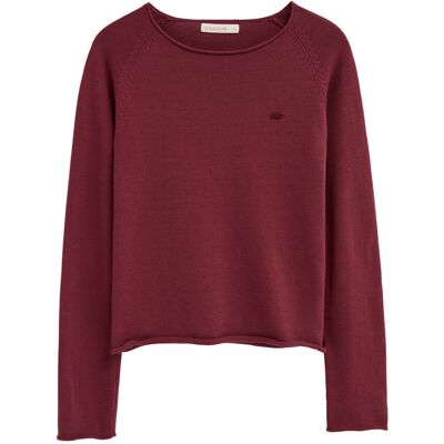 Pullover weinrot mit leicht gerollten Säumen und Polo Club Logo Burgund L Pullover weinrot mit leicht gerollten Säumen und Polo Club Logo Burgund L