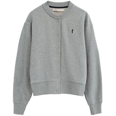 Polo Club Cardigan aus Sweatshirtstoff grau meliert mit Rigby Go Stickerei Dunkelgrau S Polo Club Cardigan aus Sweatshirtstoff grau meliert mit Rigby Go Stickerei Dunkelgrau S