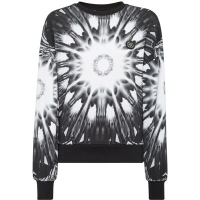 Plein Sport Sweatshirt Optisches Blumenmuster Schwarz S Plein Sport Sweatshirt Optisches Blumenmuster Schwarz S