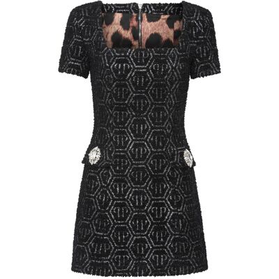 Philipp Plein Kurzes Kleid mit Monogramm Schwarz L Philipp Plein Kurzes Kleid mit Monogramm Schwarz L