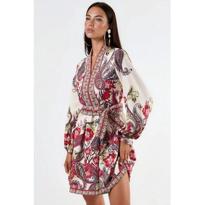 MSN Collection Gemustertes A-Linien-Minikleid Rot L MSN Collection Gemustertes A-Linien-Minikleid Rot L