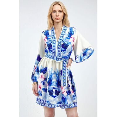 MSN Collection Blumenmuster A-Linien Mini-Kleid Hellblau S MSN Collection Blumenmuster A-Linien Mini-Kleid Hellblau S